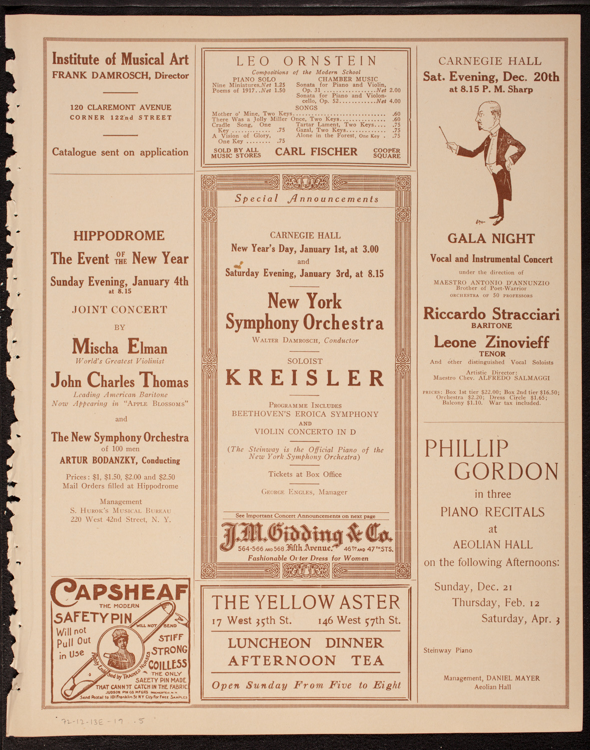 Nina Tarasova, Folk Singer, and Max Gegna, Cello, December 13, 1919, program page 9