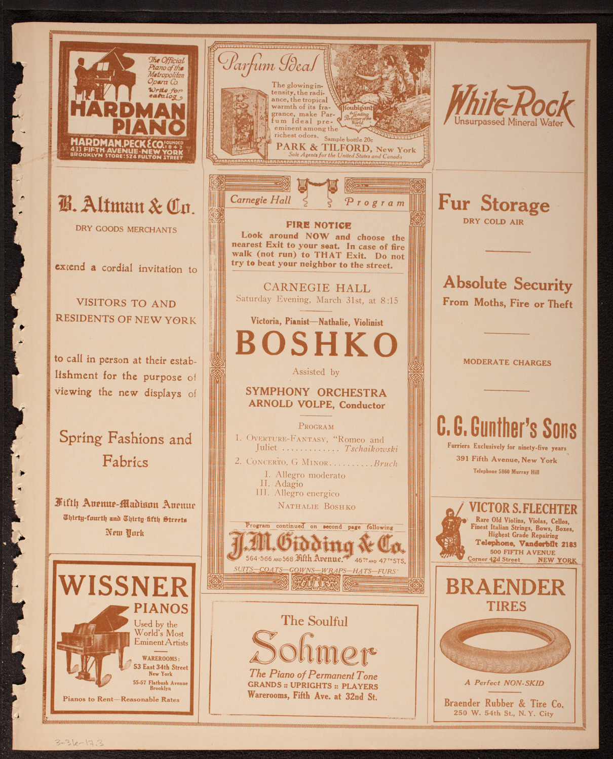 Victoria and Nathalie Boshko, assisted by Volpe Symphony Society of New York, March 31, 1917, program page 5