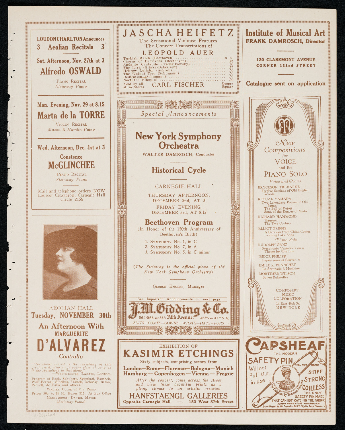 Laurence Leonard, Baritone, November 23, 1920, program page 9
