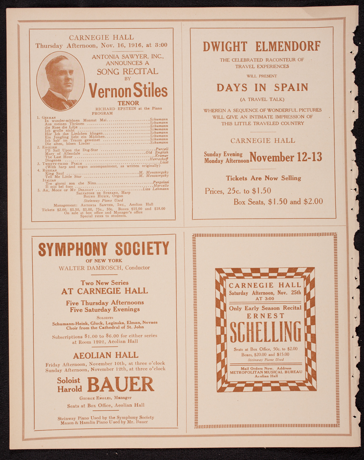 New York Philharmonic, November 10, 1916, program page 8