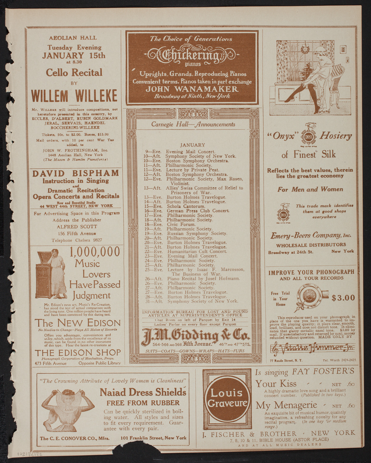 Meeting: The Humanitarian Cult, January 8, 1918, program page 3