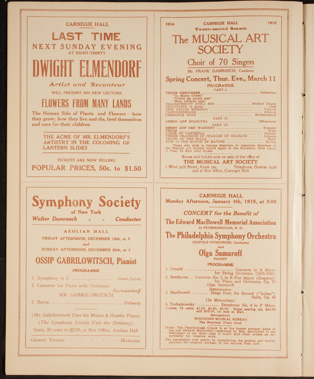 New York Philharmonic, December 18, 1914, program page 8