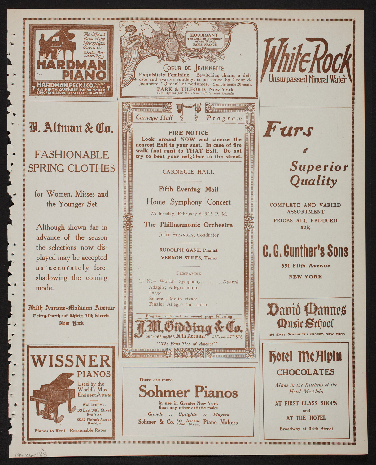 Home Symphony Concert: New York Philharmonic, February 6, 1918, program page 5