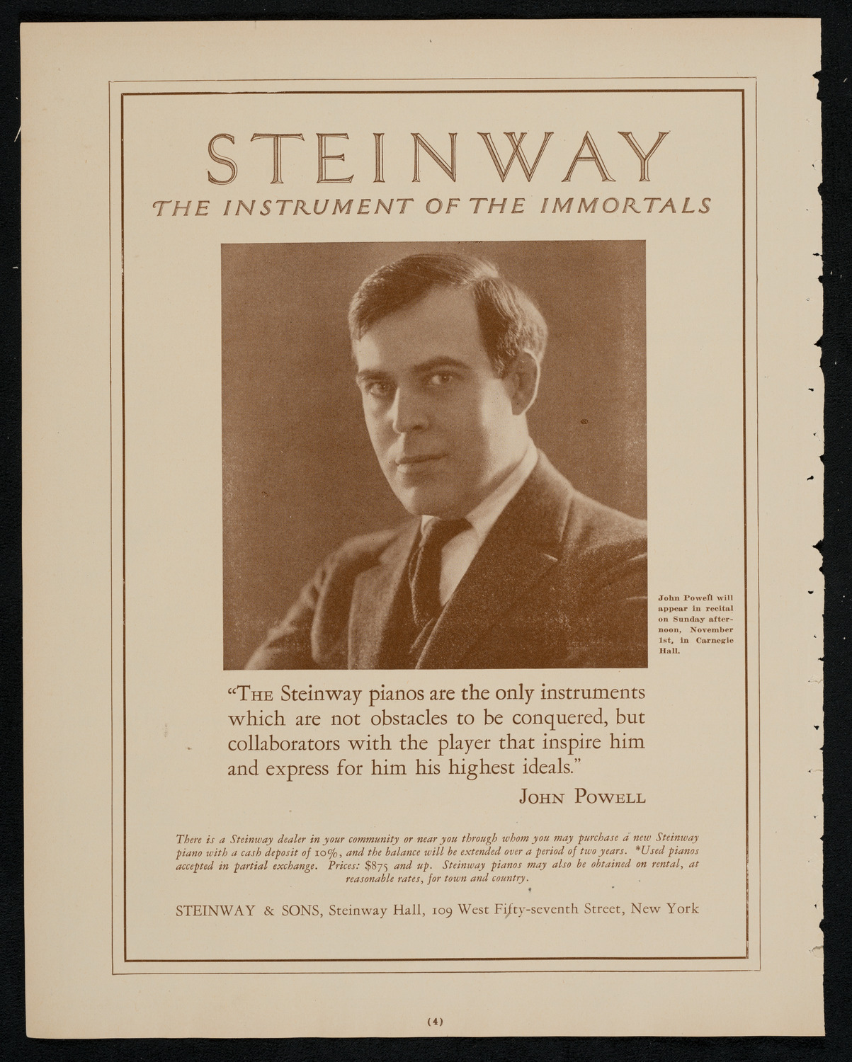 Alexander Brailowsky, Piano, October 18, 1925, program page 4