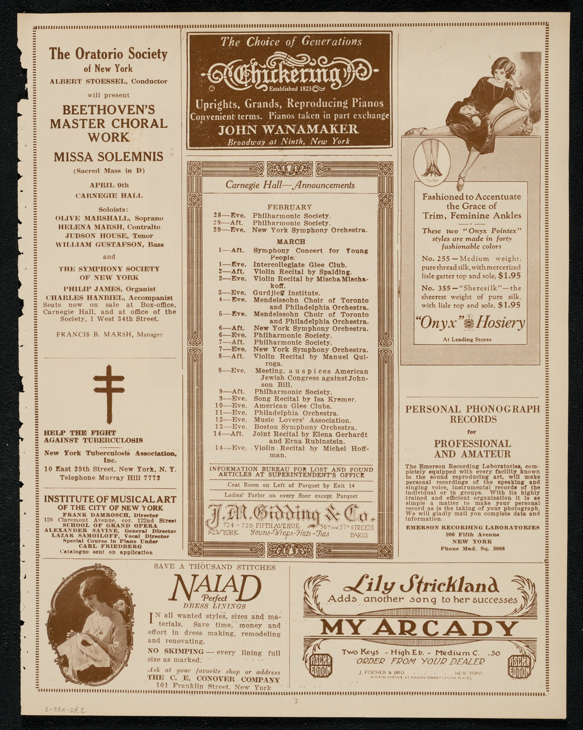 New York Symphony Orchestra, February 28, 1924, program page 3
