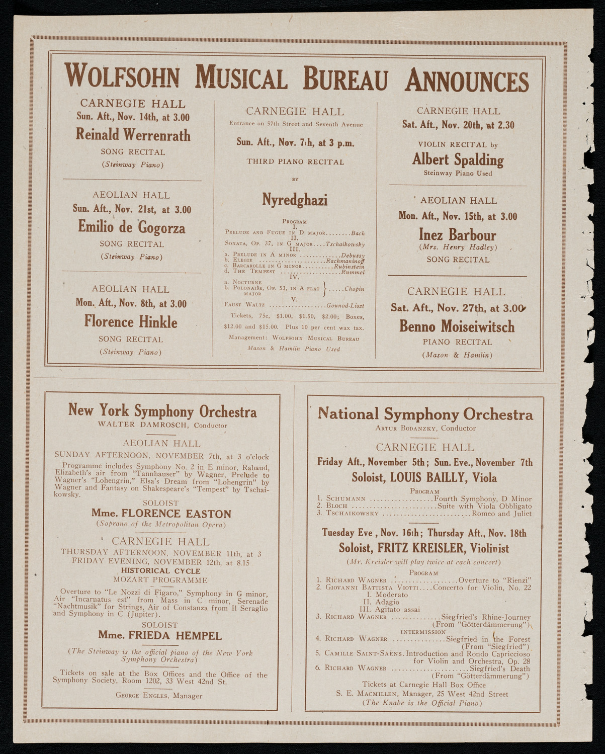 New York Symphony Orchestra, November 5, 1920, program page 8