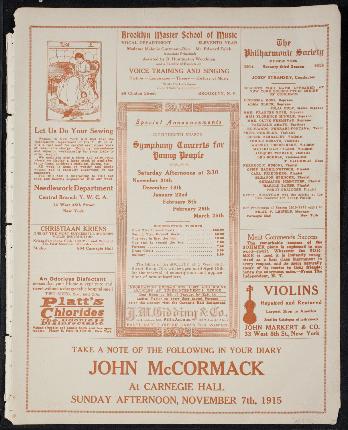 Graduation: College of Dental and Oral Surgery of New York, June 8, 1915, program page 9