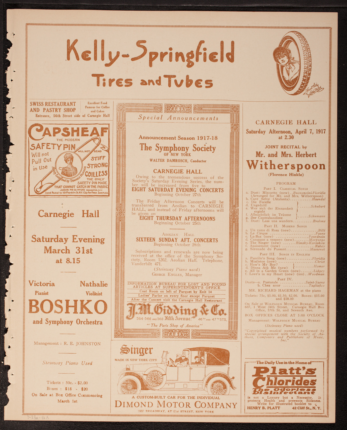 New York Philharmonic, March 23, 1917, program page 9