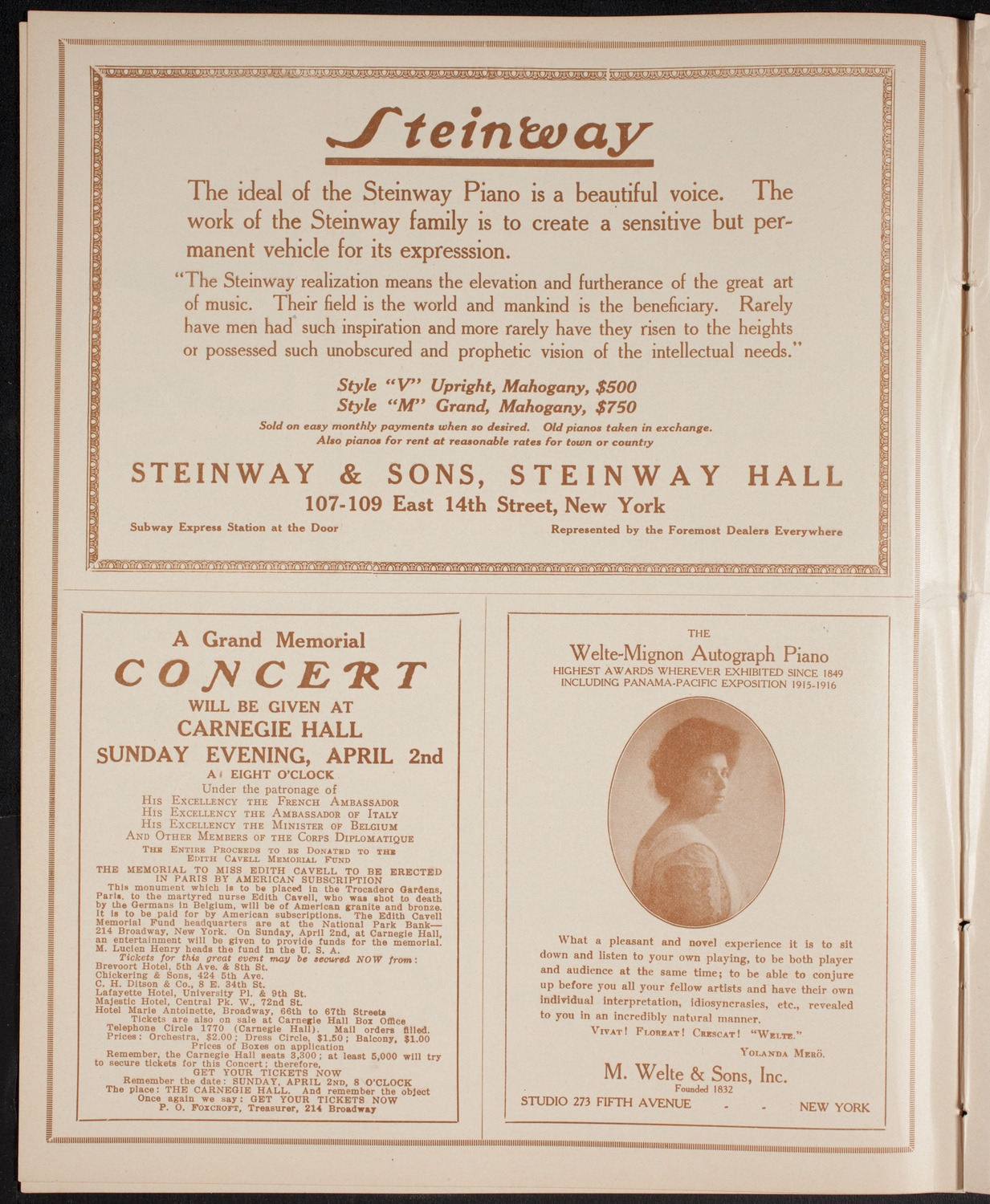 John McCormack, Tenor, March 19, 1916, program page 4