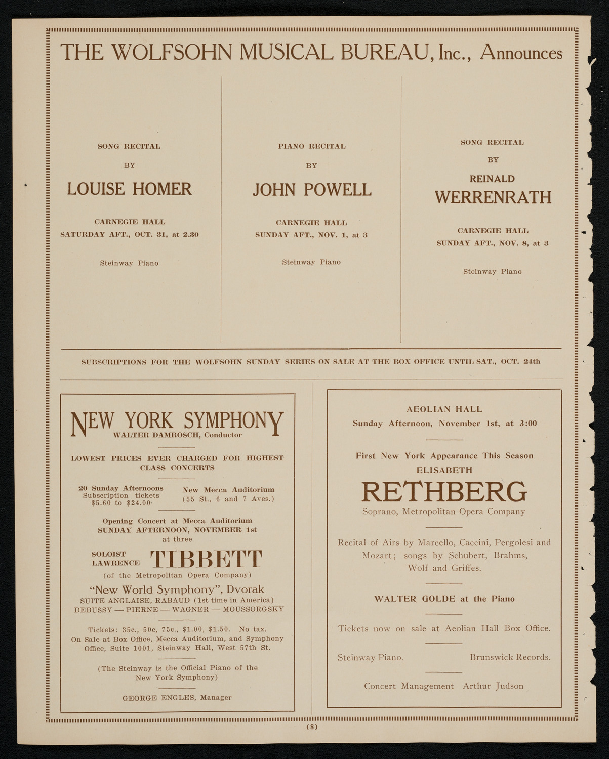 Margaret Matzenauer, Mezzo-Soprano, October 25, 1925, program page 8
