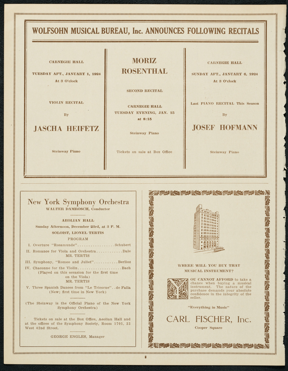 Columbia University Chorus, December 15, 1923, program page 8