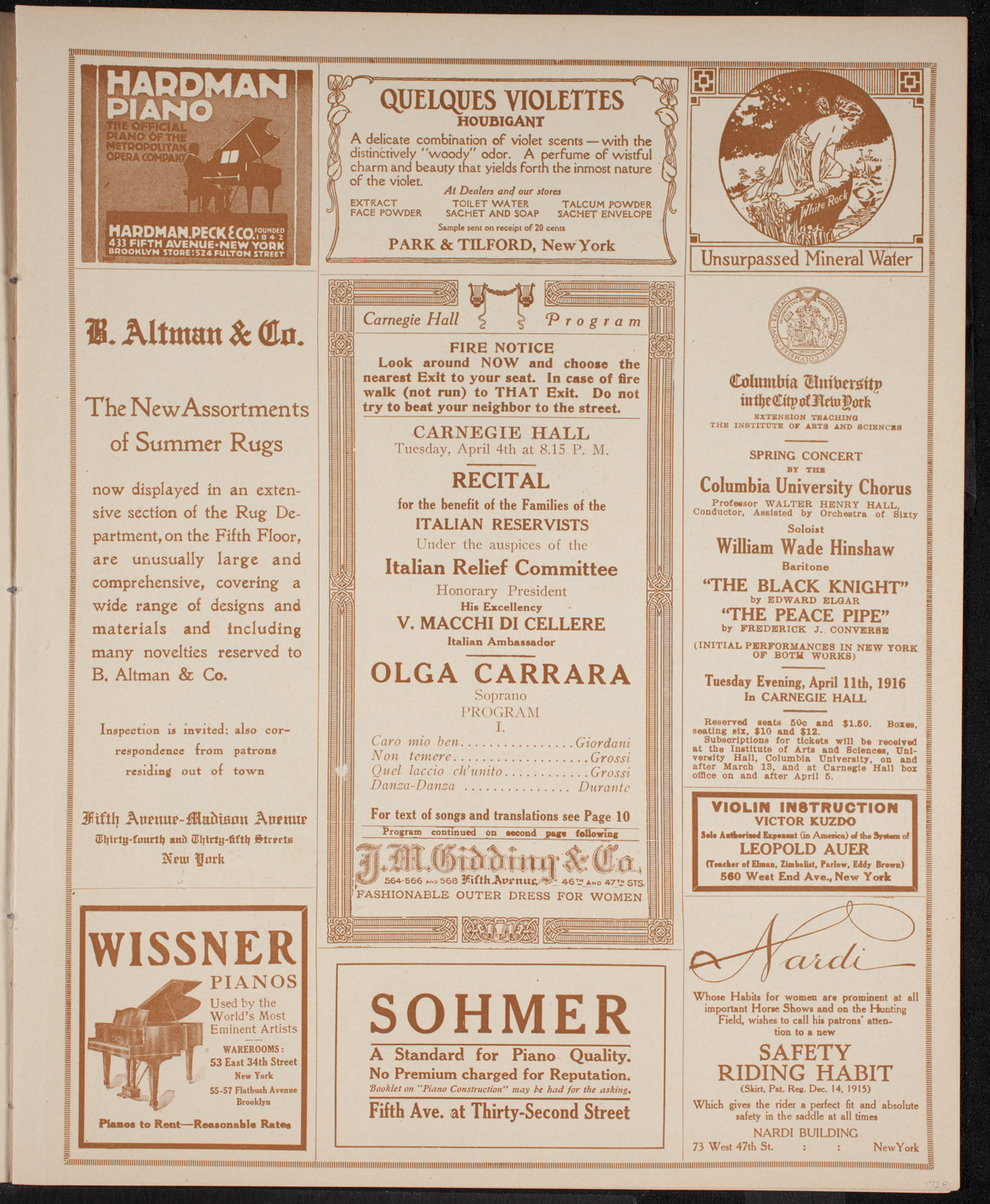 Olga Carrara, Soprano, April 4, 1916, program page 5