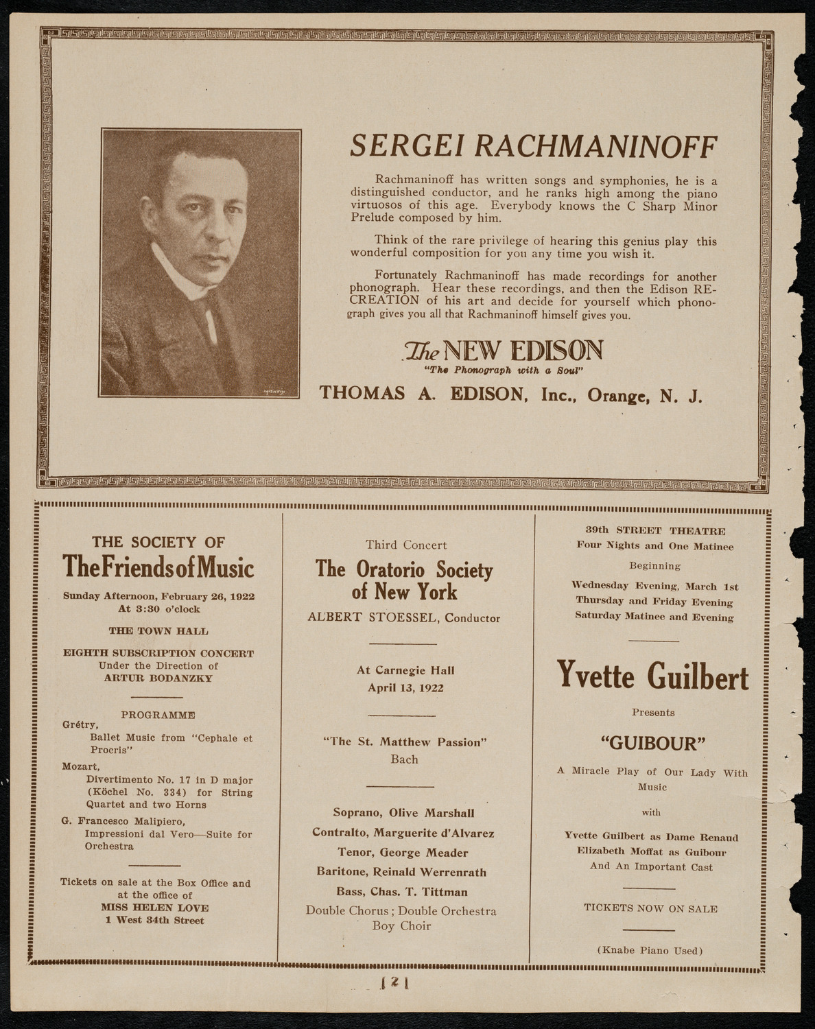 Fritz Kreisler, Violin, February 25, 1922, program page 2
