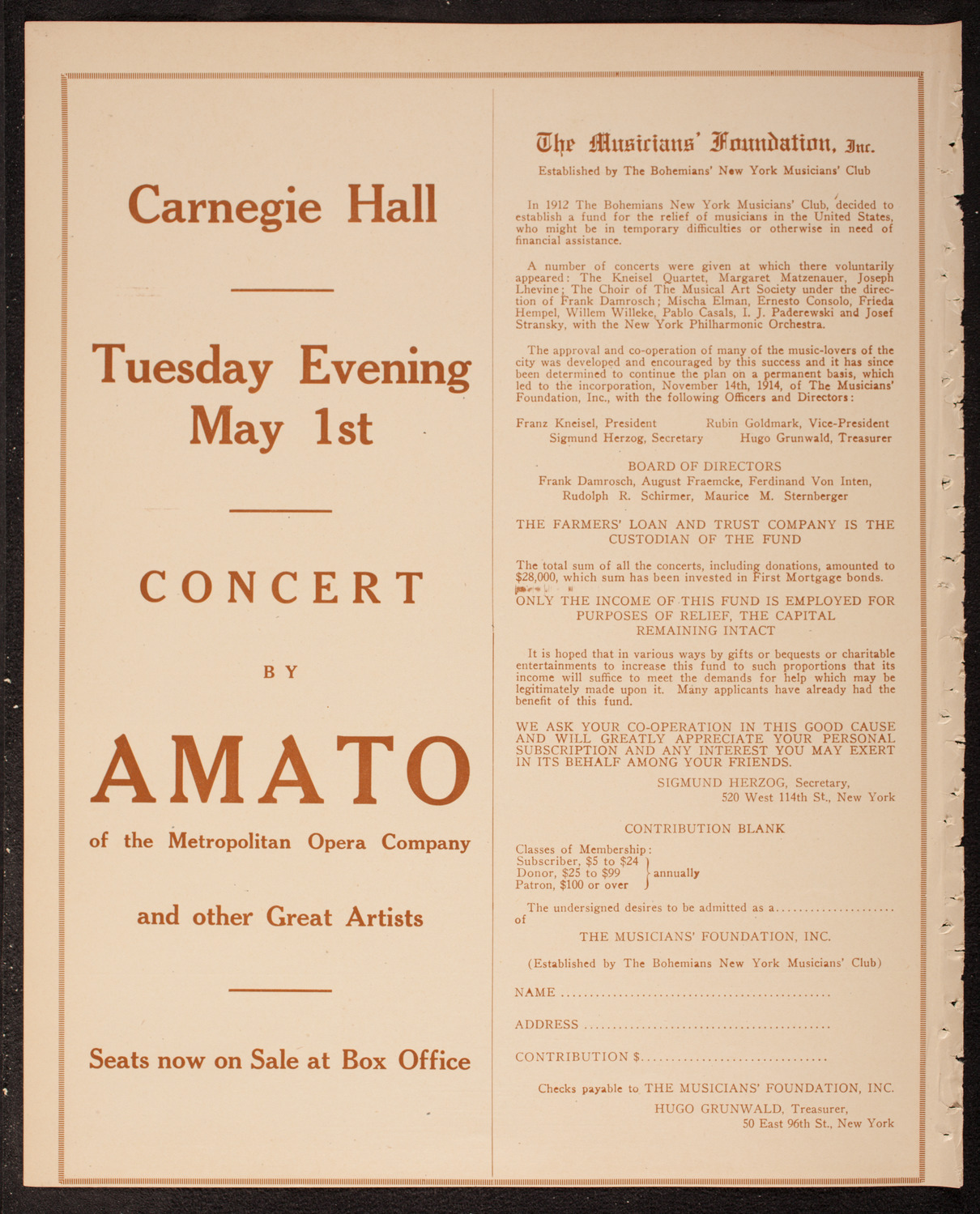 Frank Loubet's Orchestra, April 29, 1917, program page 10