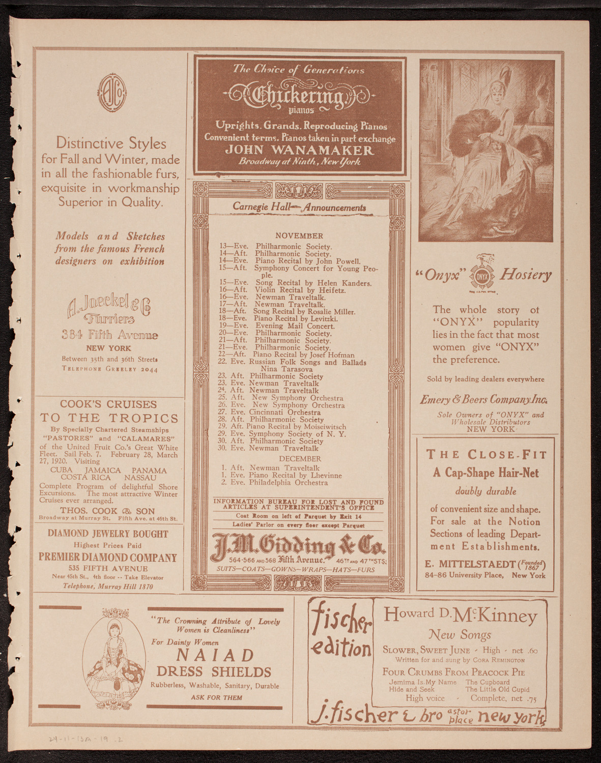 New York Symphony Orchestra, November 13, 1919, program page 3
