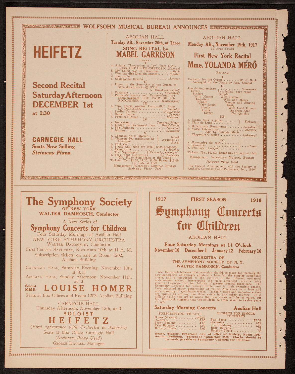 Boston Symphony Orchestra, November 8, 1917, program page 8