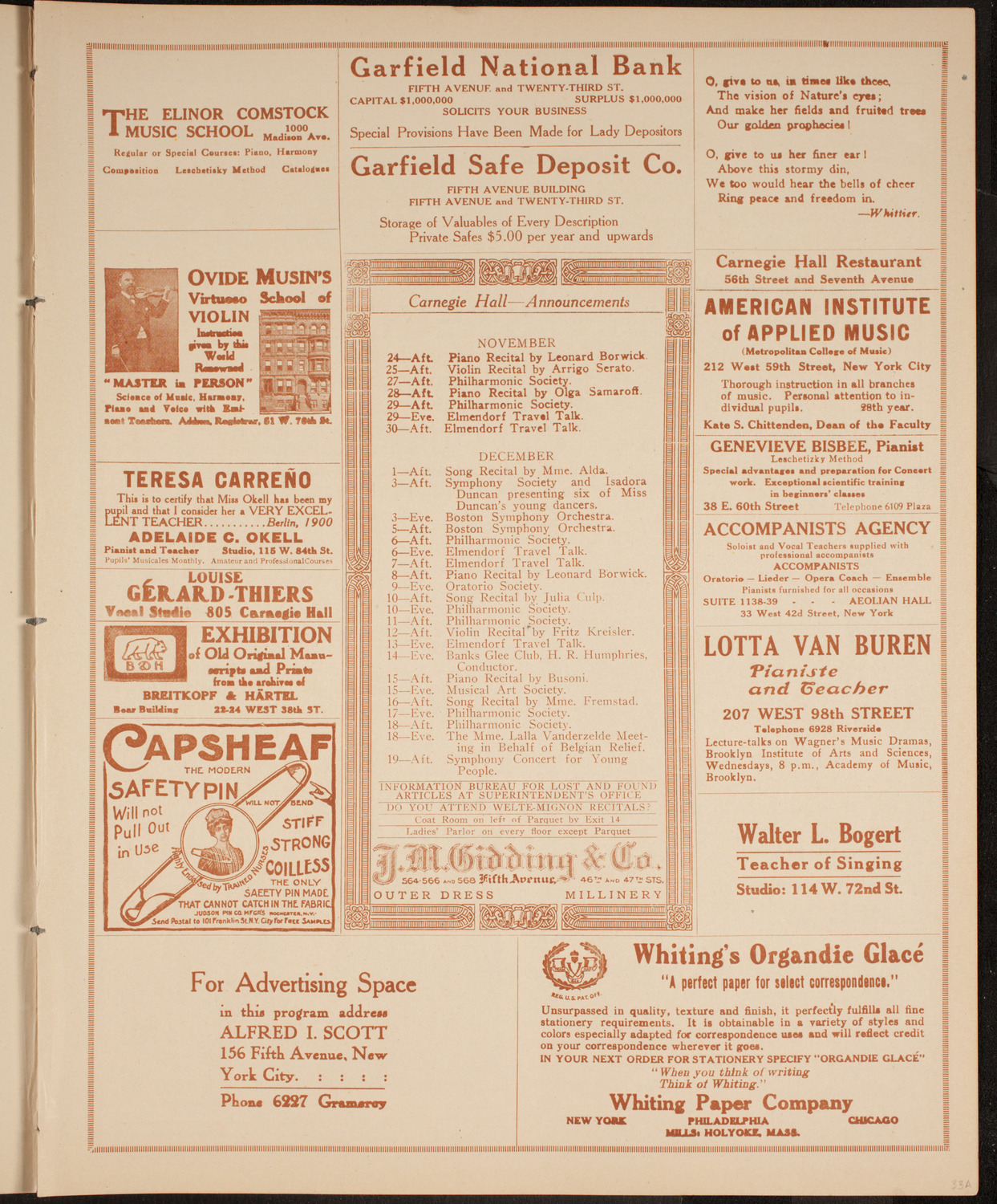 Elmendorf Lecture: Around Northern Europe, November 23, 1914, program page 3