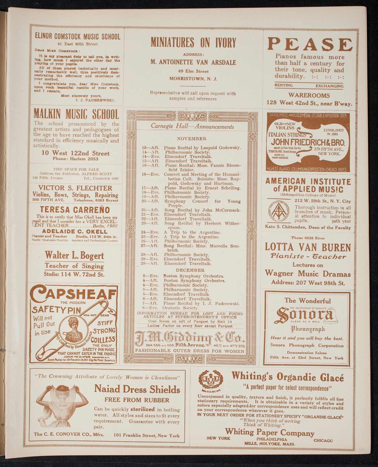 New York Philharmonic, November 12, 1915, program page 3