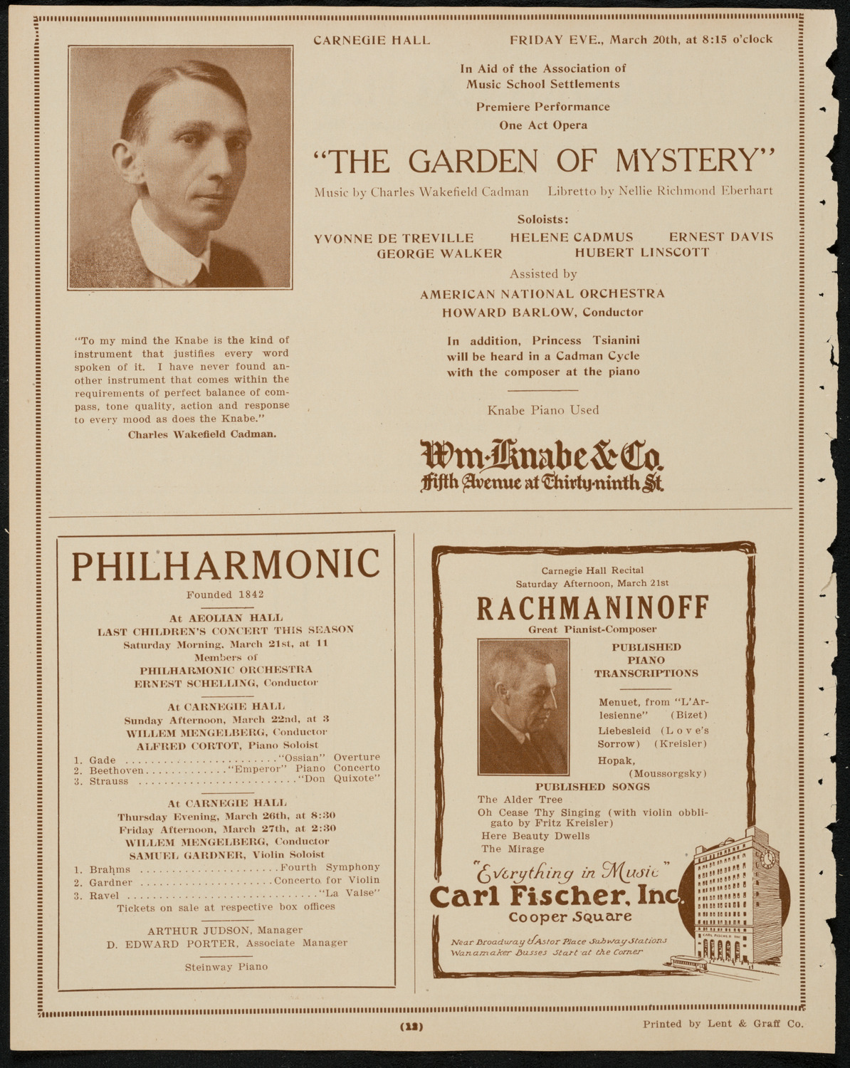 Benefit: Association of Music School Settlements, March 20, 1925, program page 12