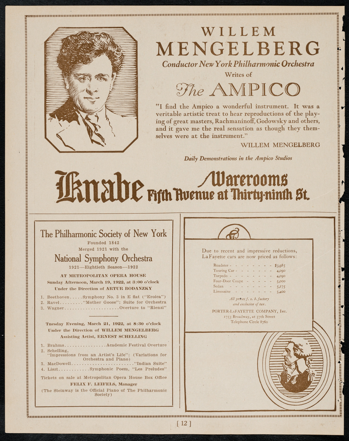 Boston Symphony Orchestra, March 16, 1922, program page 12