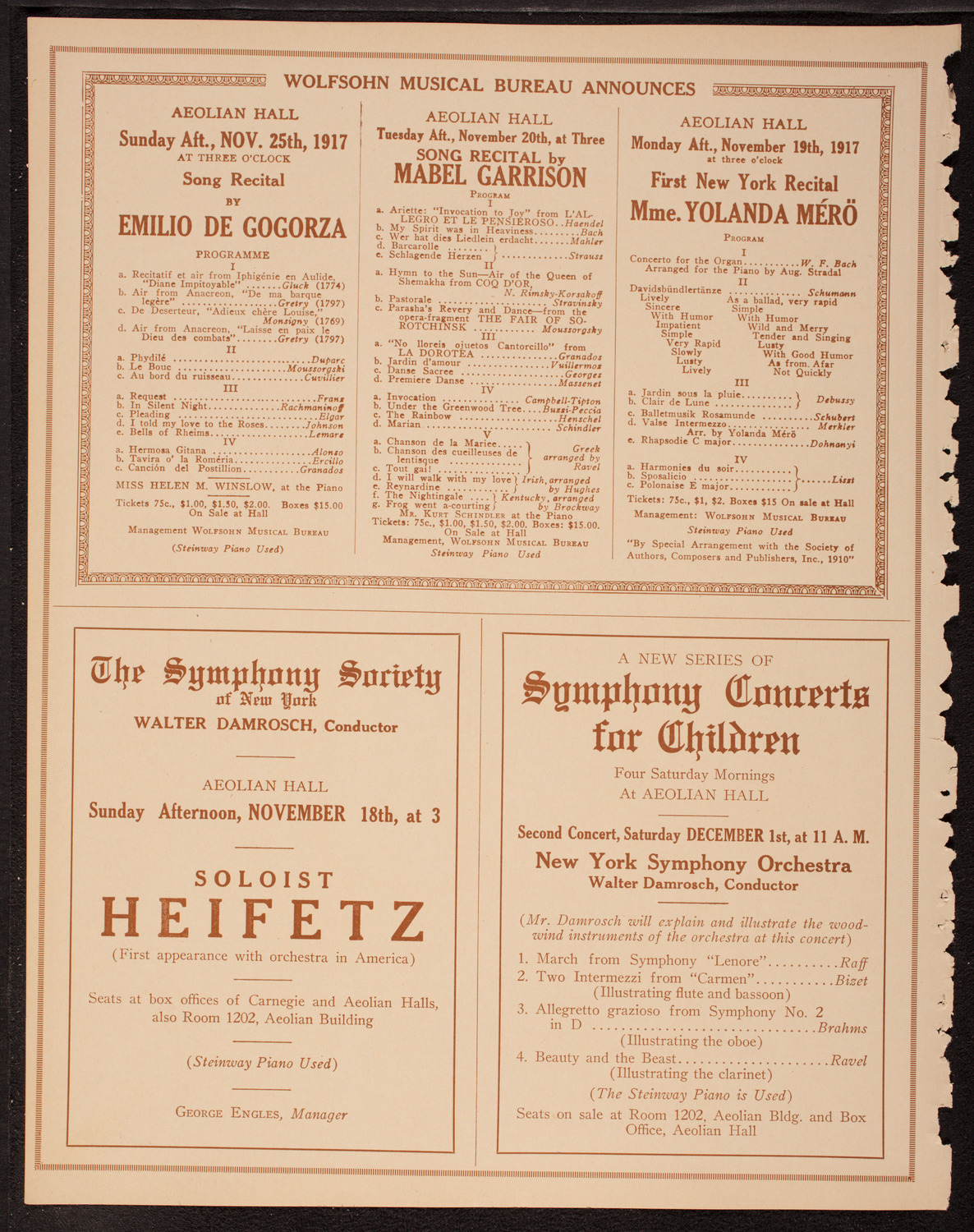 New York Philharmonic, November 15, 1917, program page 8