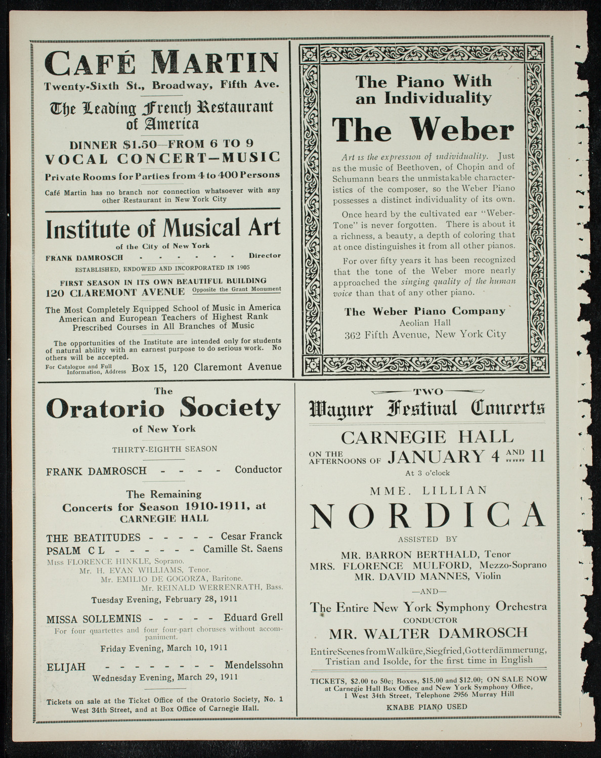 New York Philharmonic, December 30, 1910, program page 6