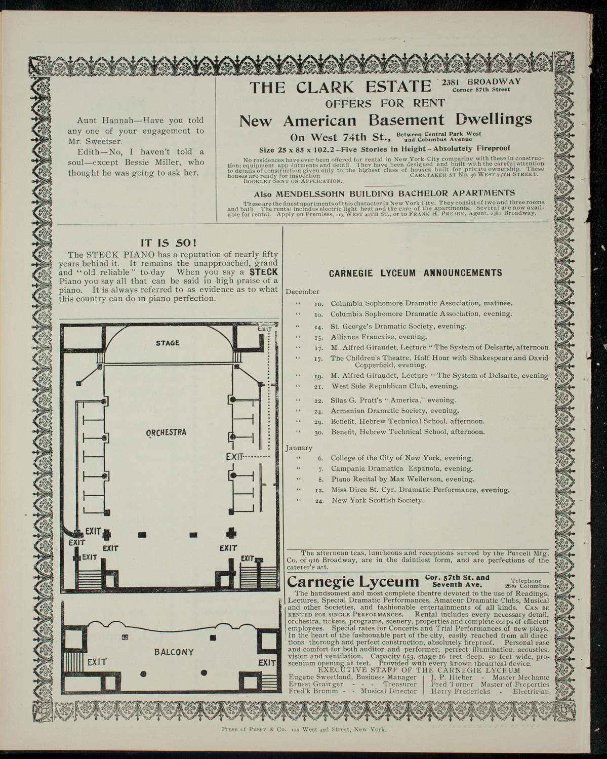 Columbia Sophomore Dramatic Association, December 9, 1904, program page 4