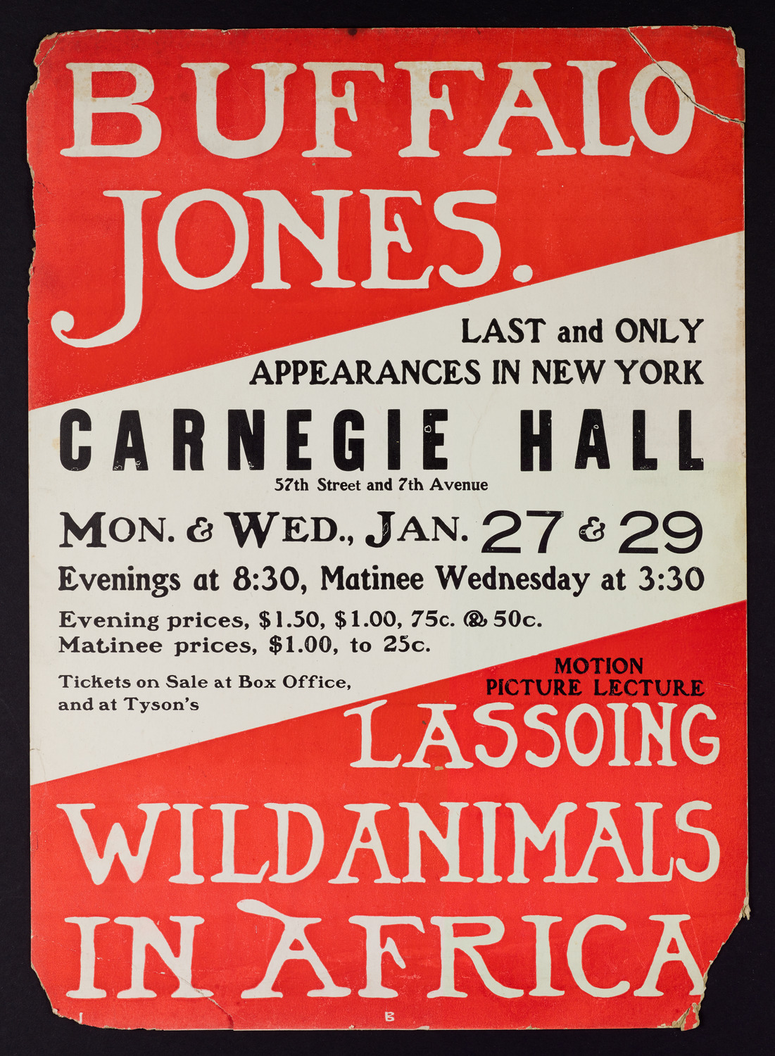 Lecture: Col. Charles J. "Buffalo" Jones, January 27 and 29, 1912