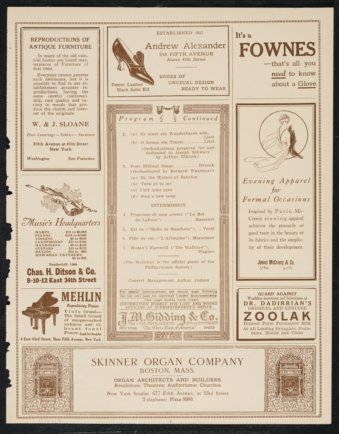 Joseph Schwarz, Baritone, with the New York Philharmonic, December 28, 1922, program page 7
