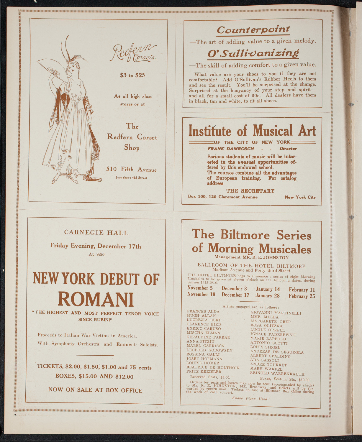 New York Philharmonic, December 17, 1915, program page 2