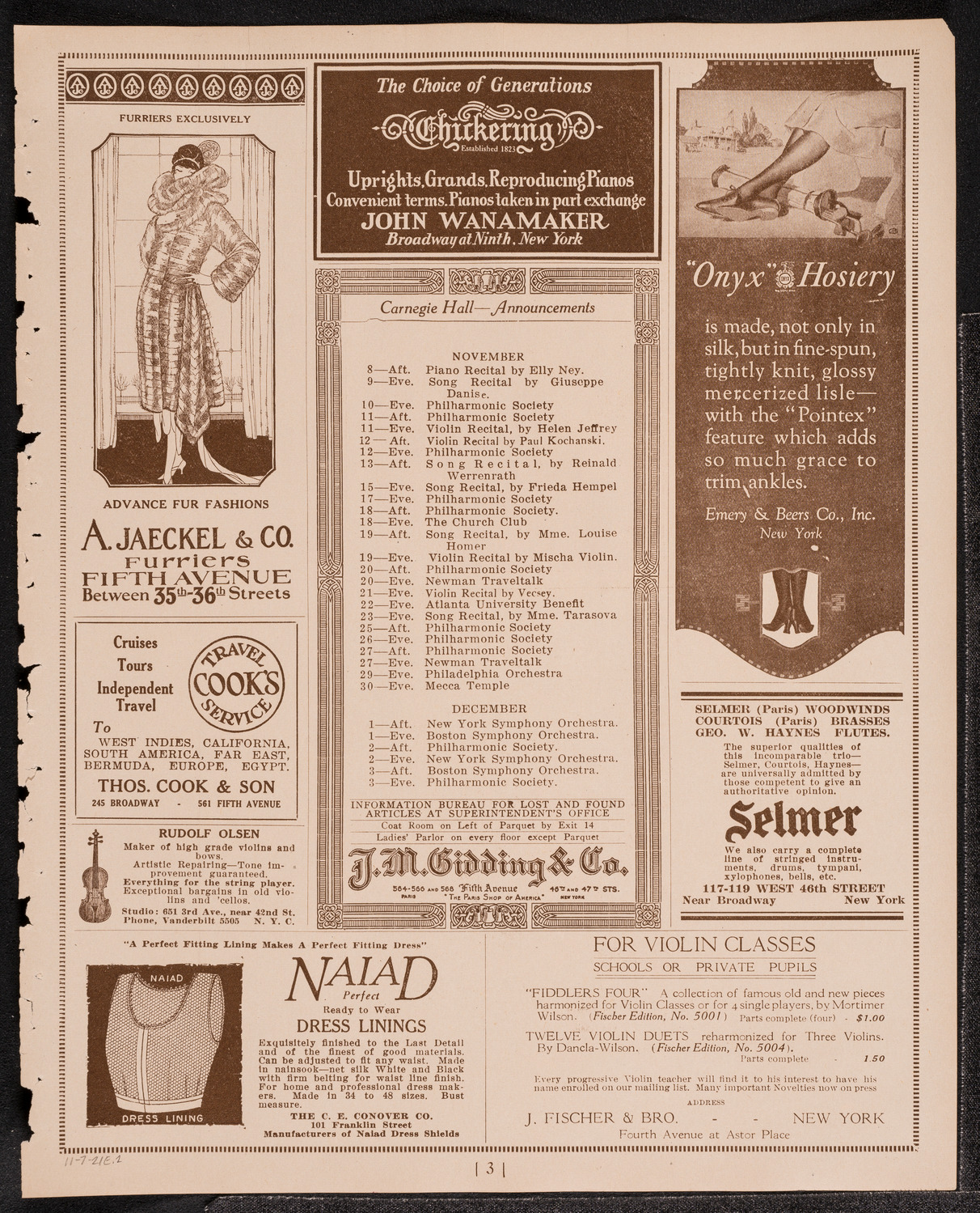 Madeleine MacGuigan, Violin, November 7, 1921, program page 3