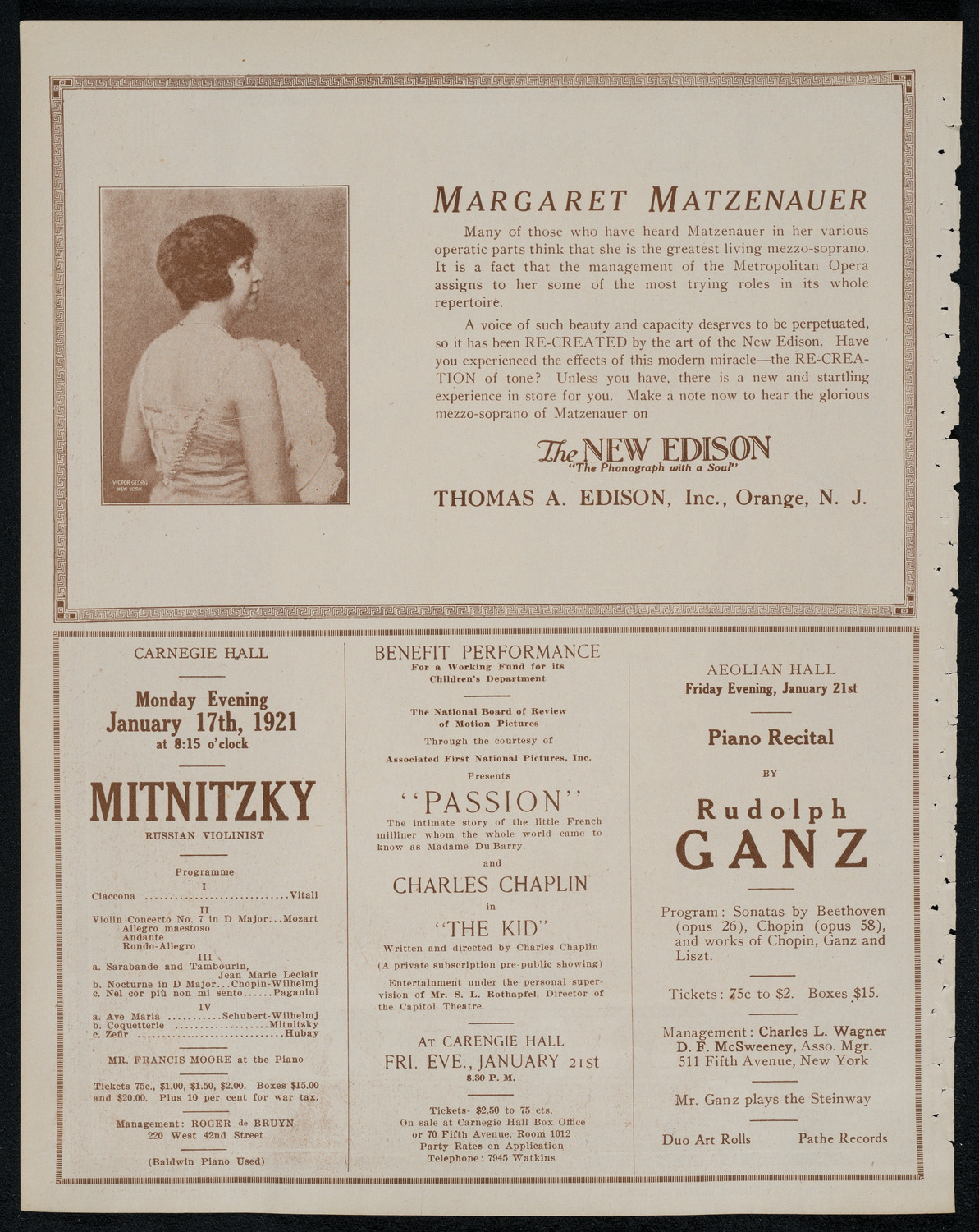 National Symphony Orchestra, January 13, 1921, program page 2