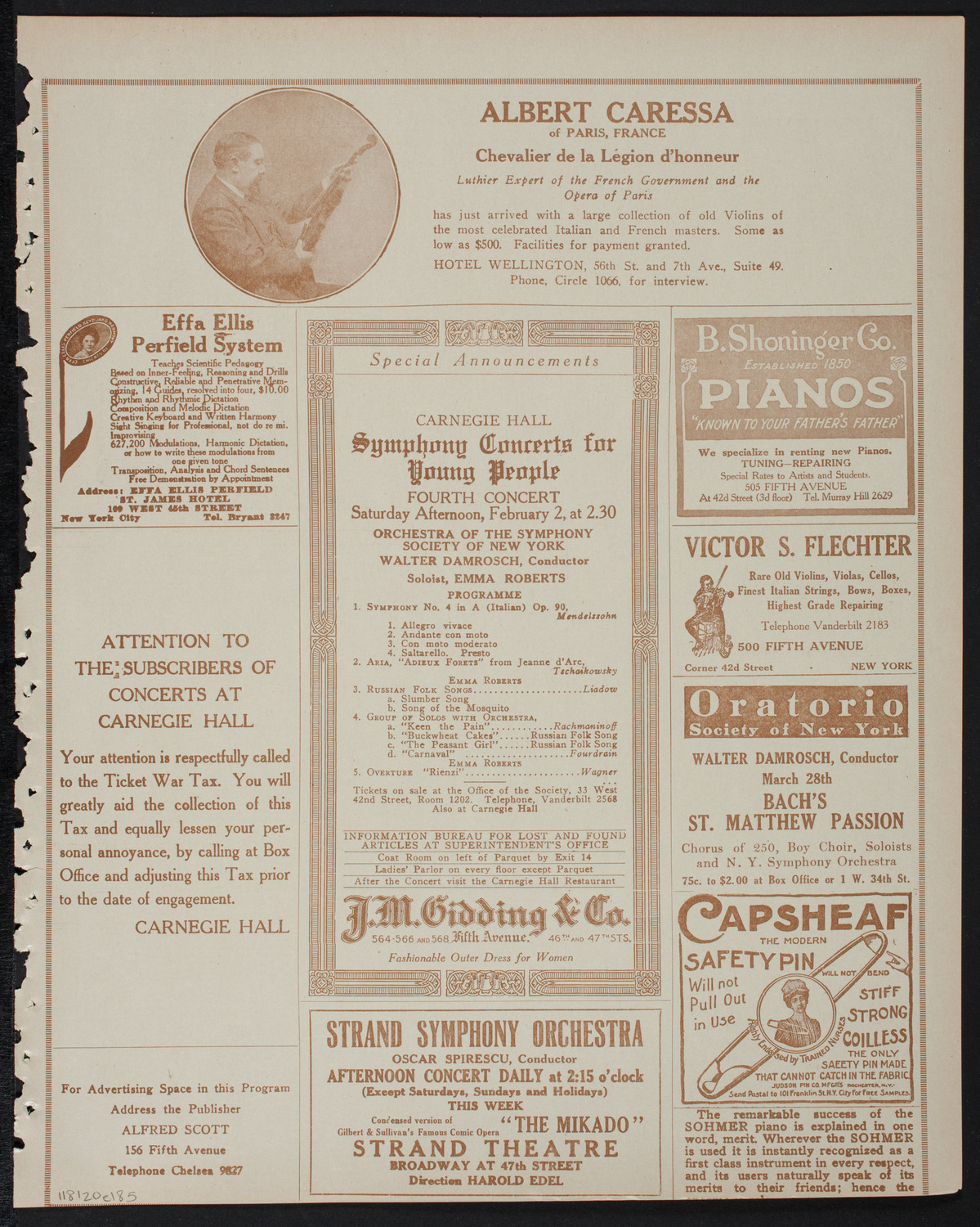 Russian Symphony Society of New York, January 19, 1918, program page 9