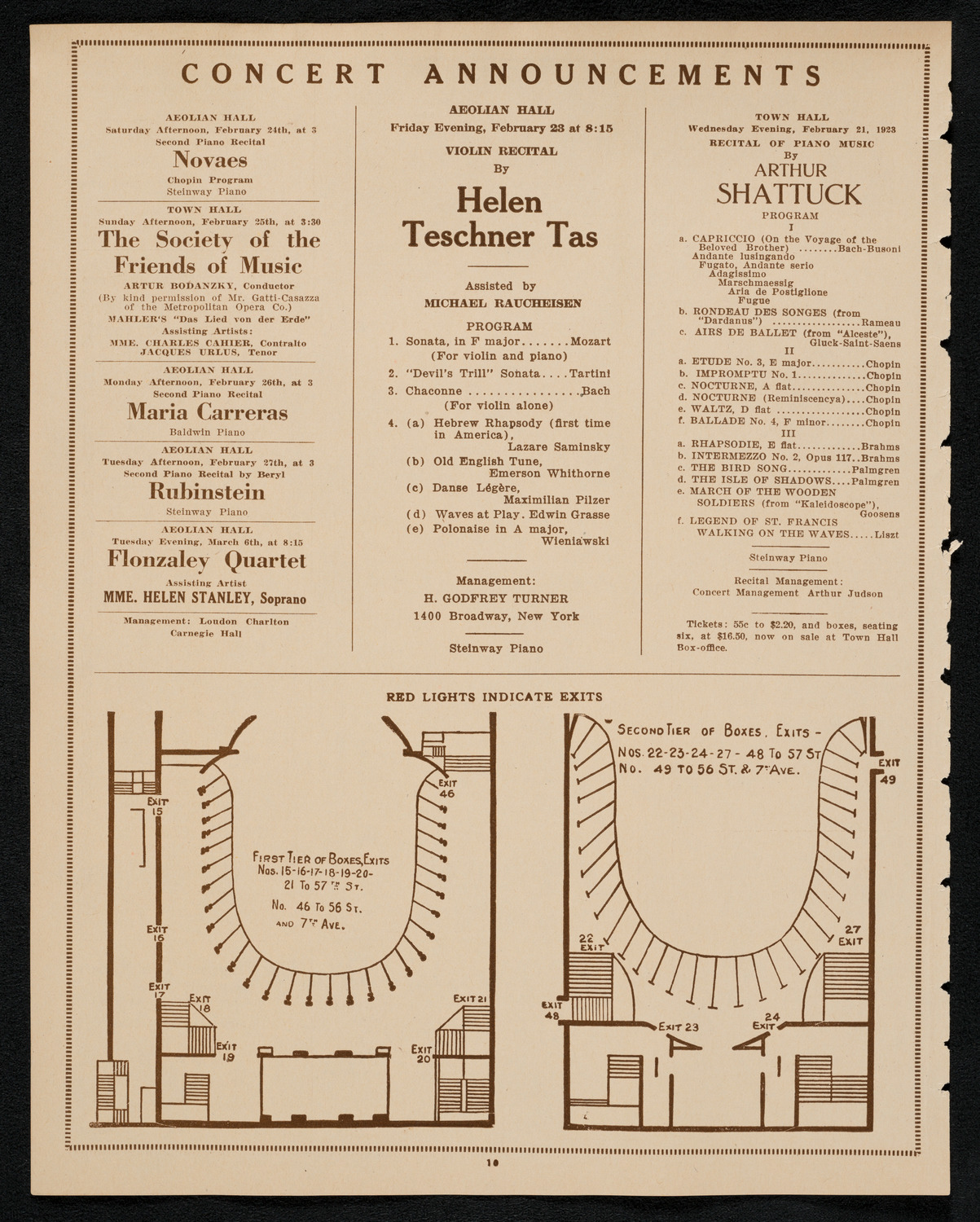 City Symphony Orchestra, February 19, 1923, program page 10