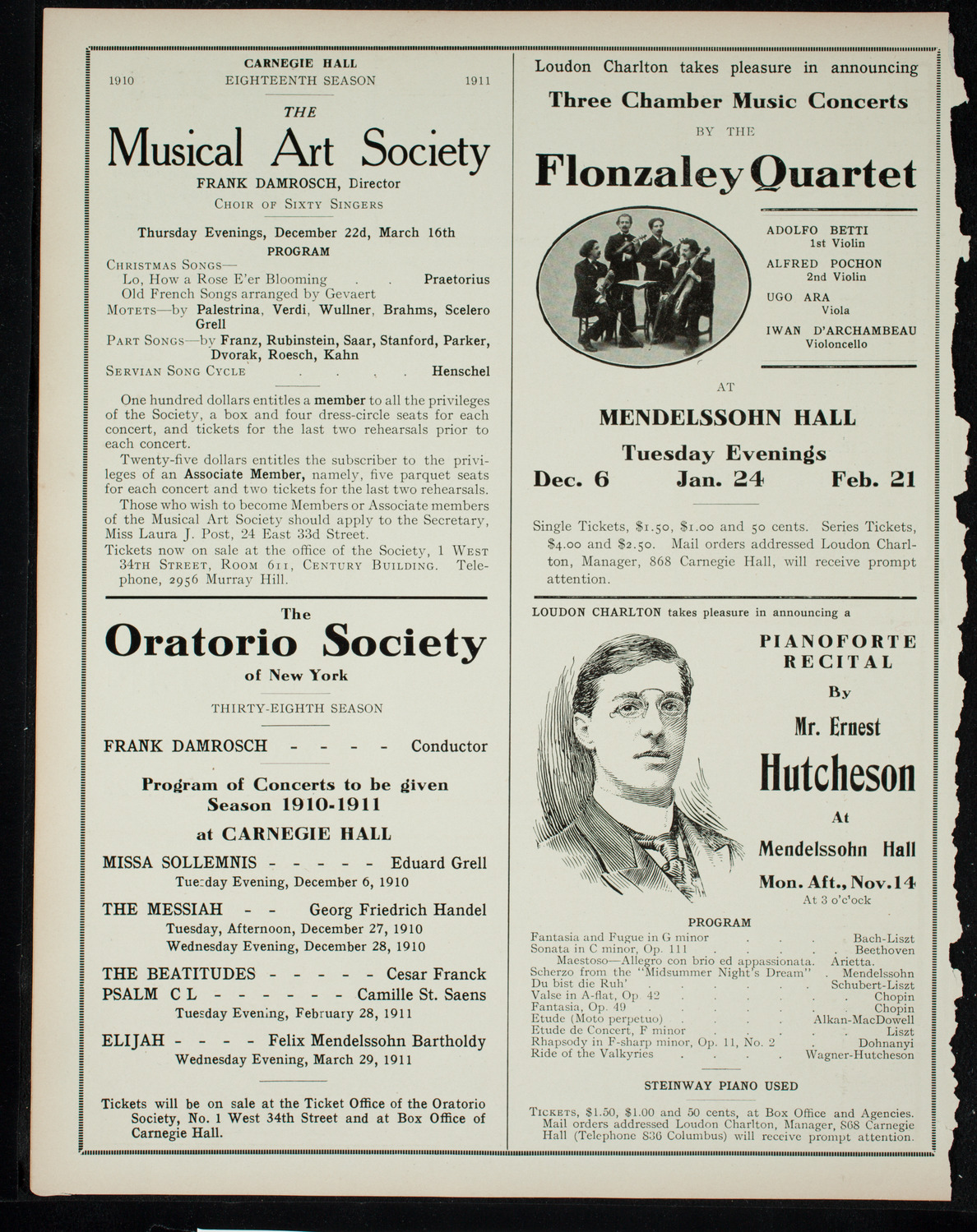 Boston Symphony Orchestra, November 10, 1910, program page 10