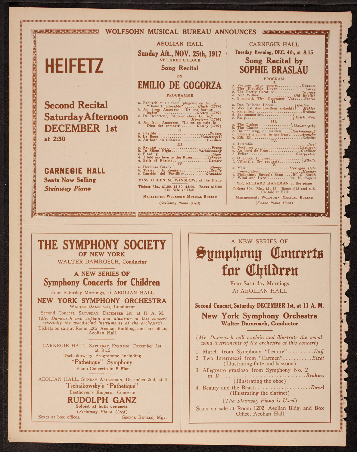 New York Philharmonic, November 23, 1917, program page 8