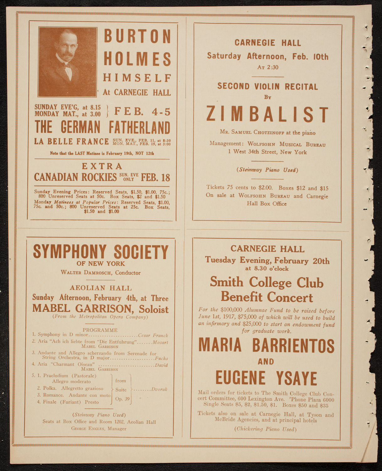 New York Symphony Orchestra, February 1, 1917, program page 8