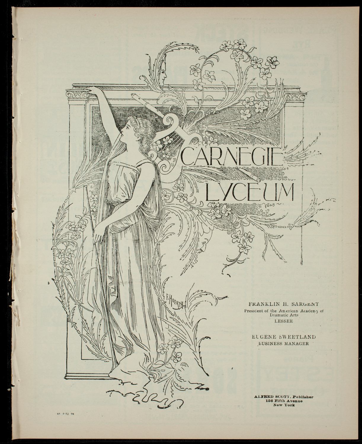 Amateur Comedy Club, February 13, 1904, program page 1