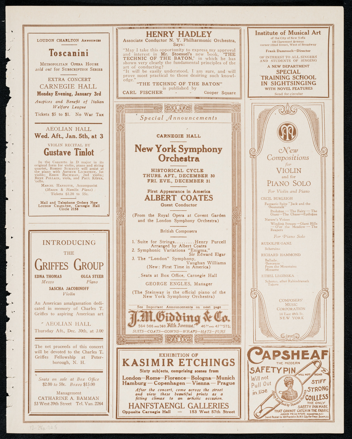 National Symphony Orchestra, December 28, 1920, program page 9