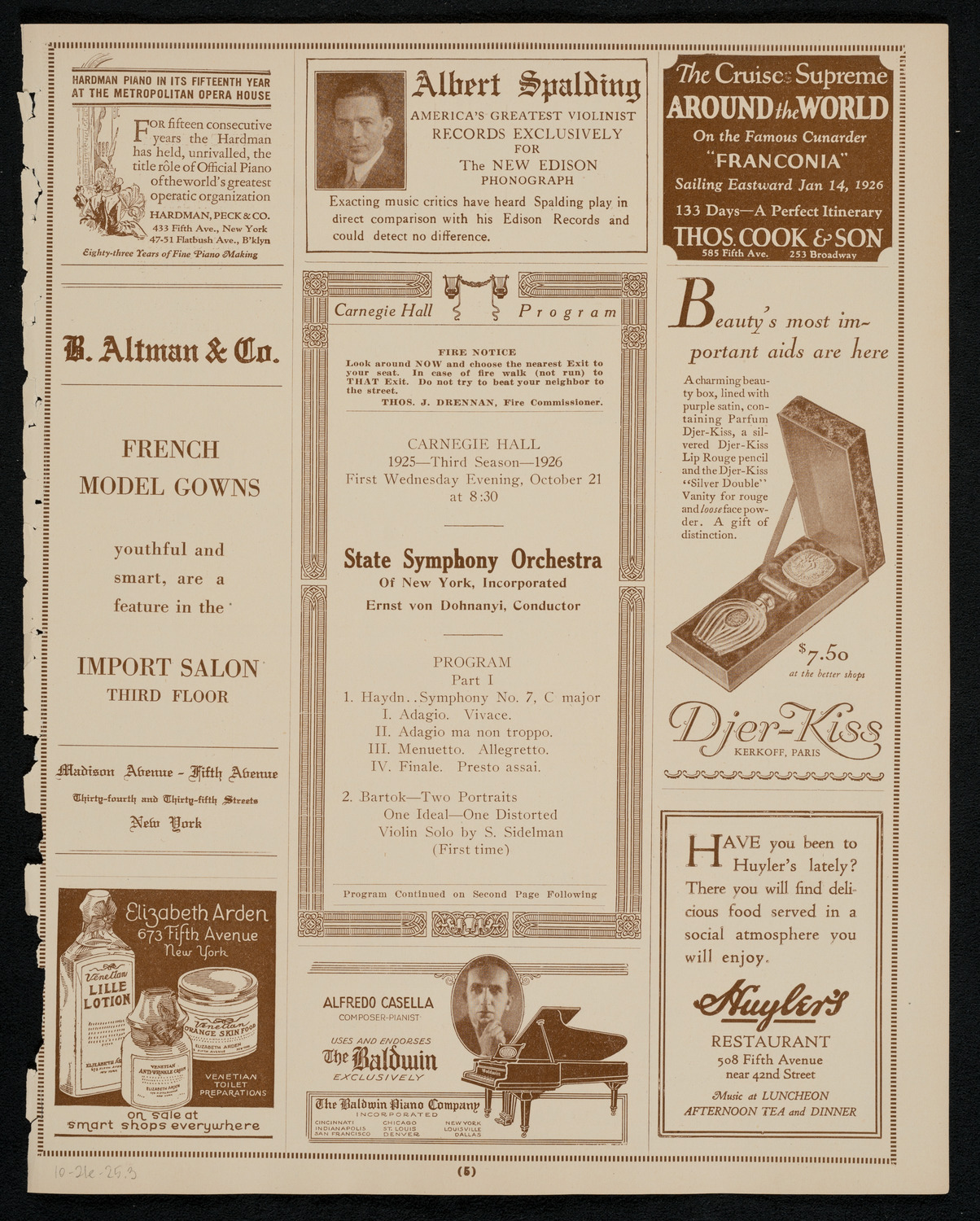 State Symphony Orchestra of New York, October 21, 1925, program page 5