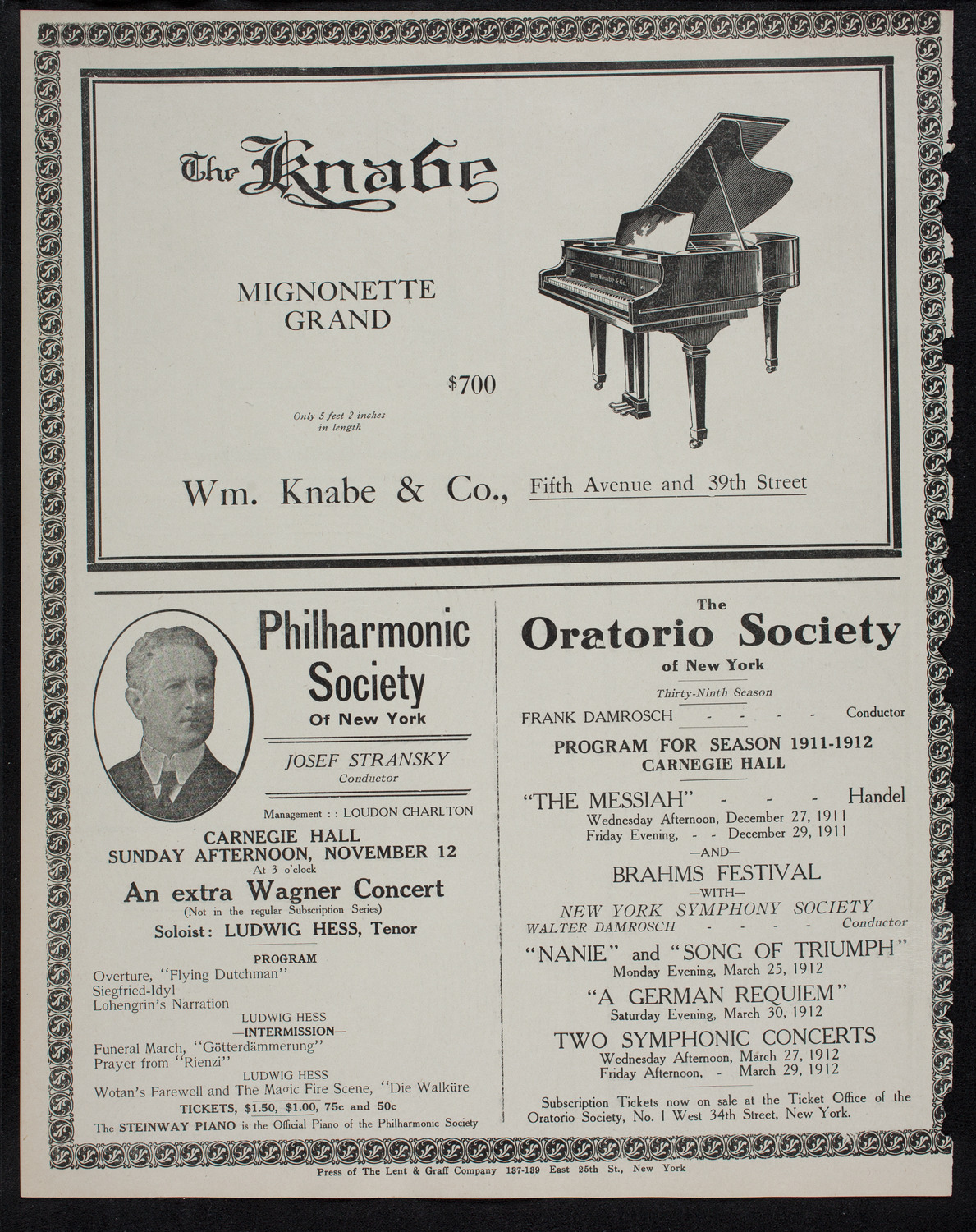 Boston Symphony Orchestra, November 11, 1911, program page 12