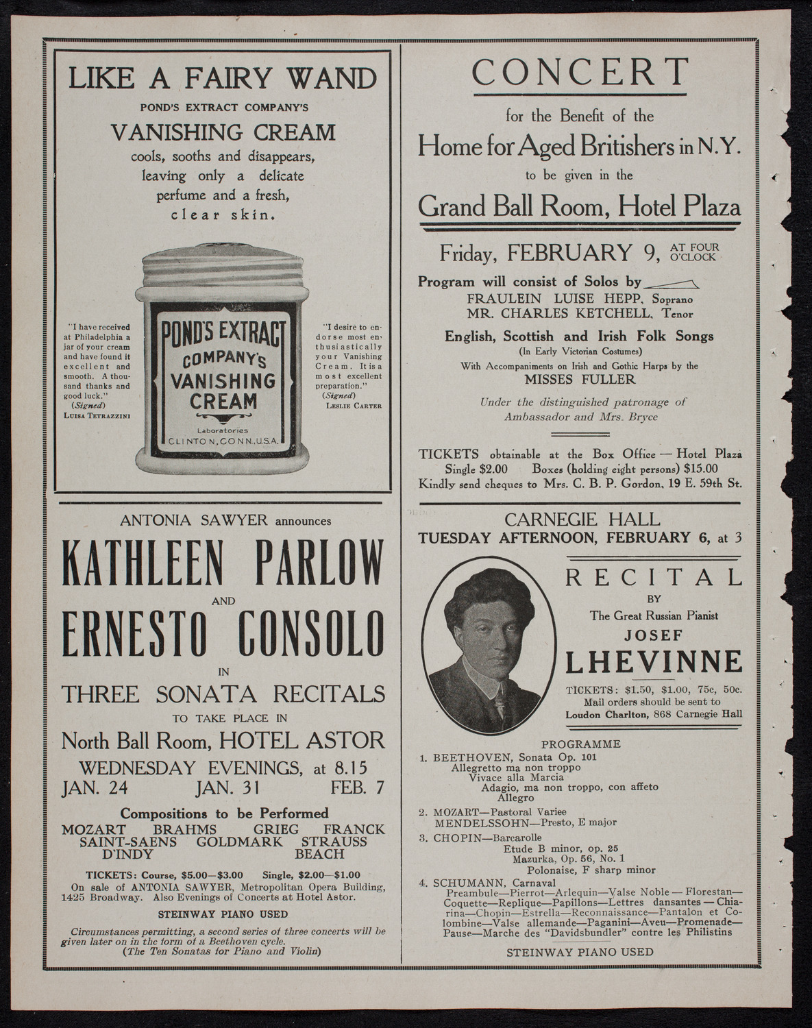 New York Philharmonic, January 25, 1912, program page 8