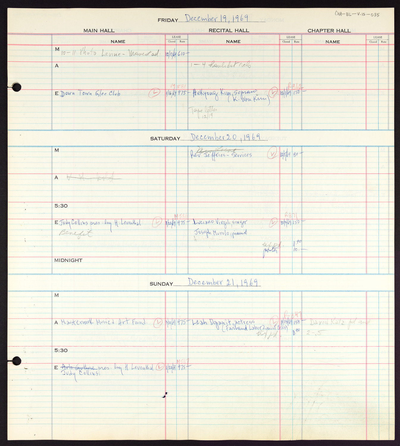 Carnegie Hall Booking Ledger, volume 15, page 35