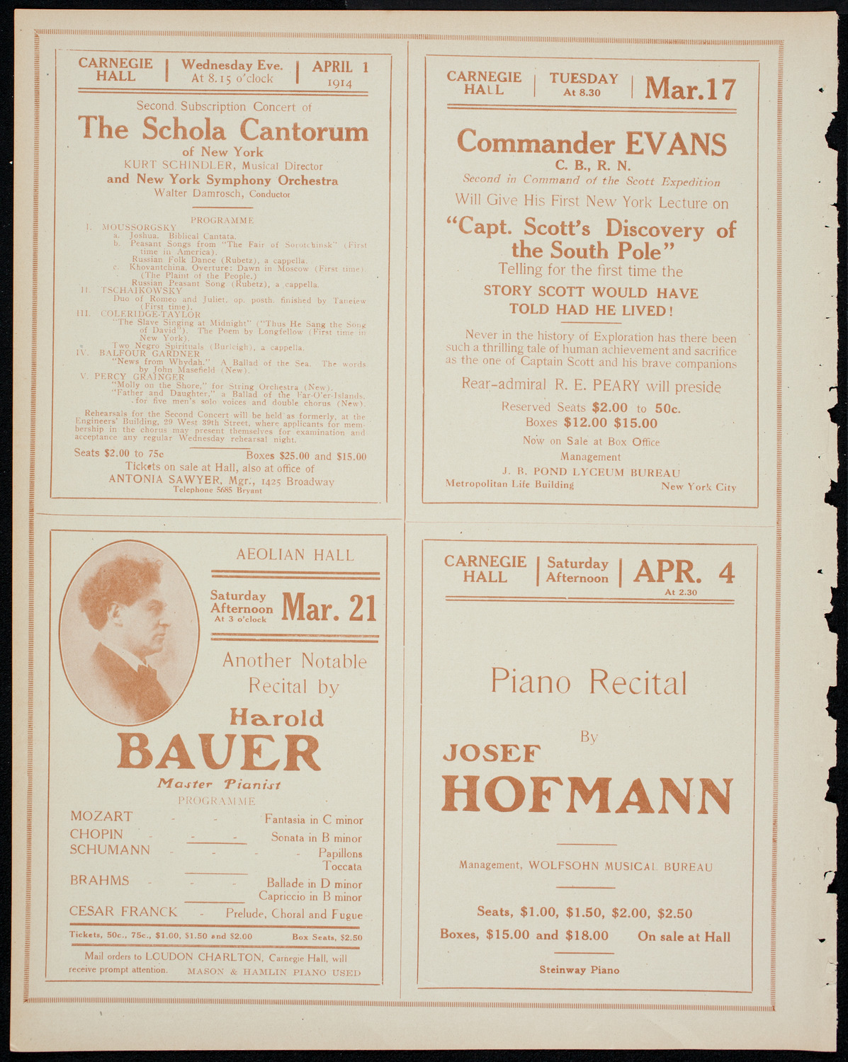 Eugène Ysaÿe, Violin, March 13, 1914, program page 10