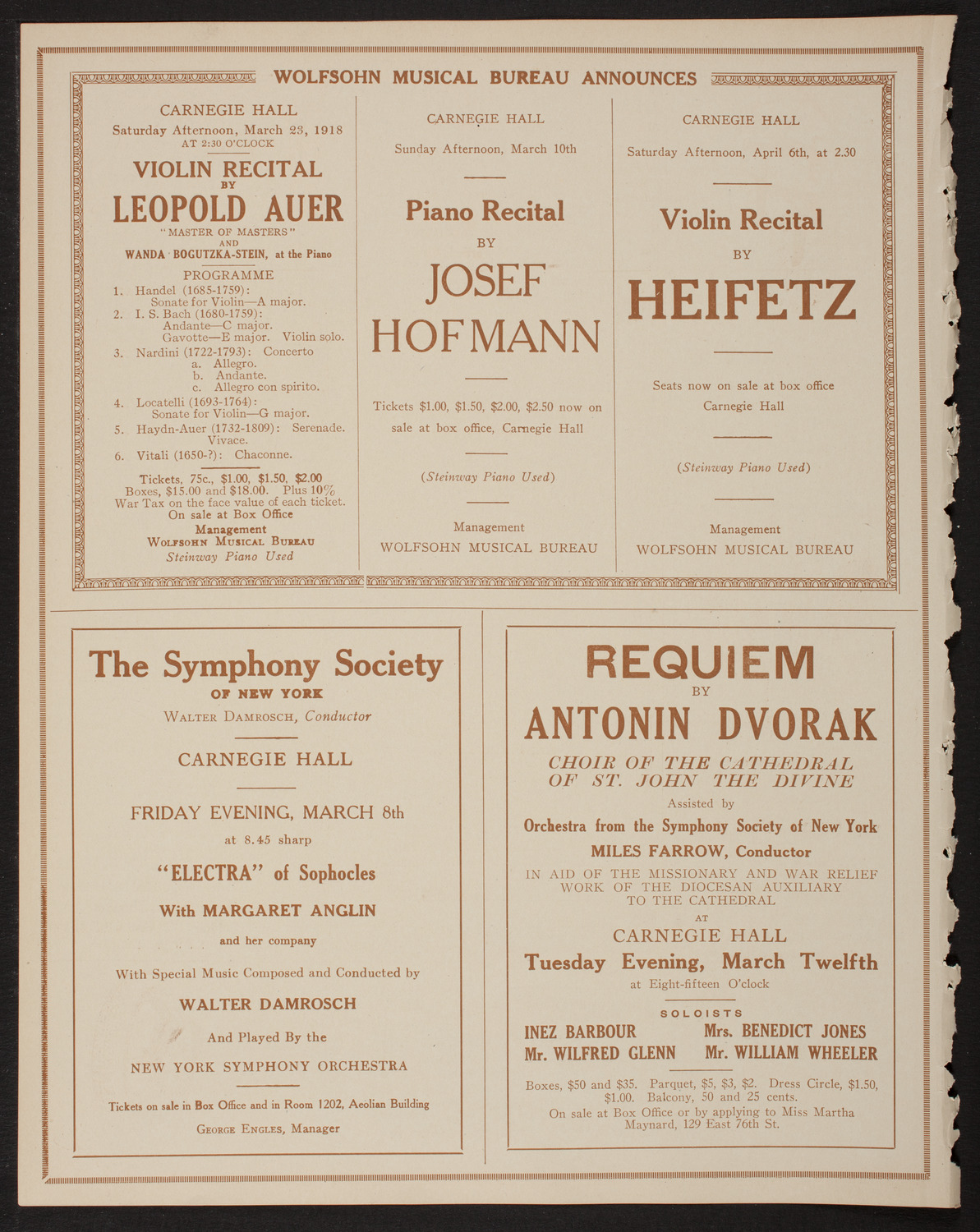 New York Philharmonic, March 8, 1918, program page 8