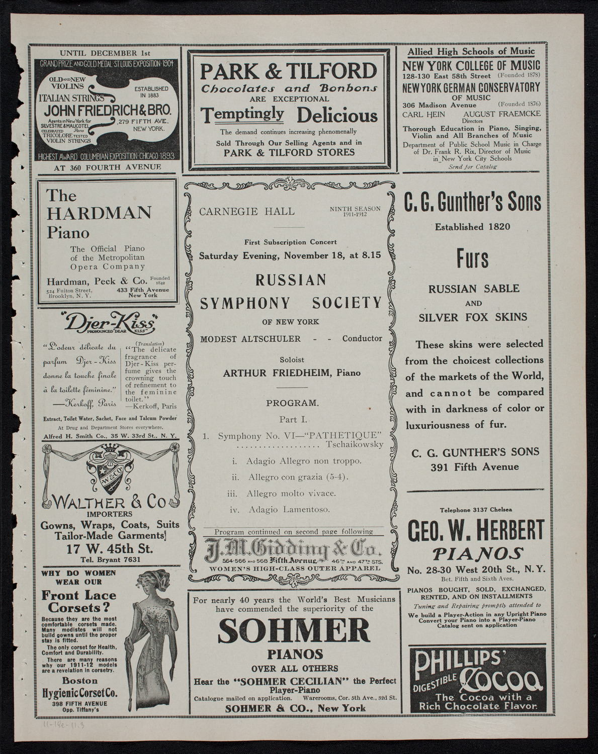 Russian Symphony Society of New York, November 18, 1911, program page 5