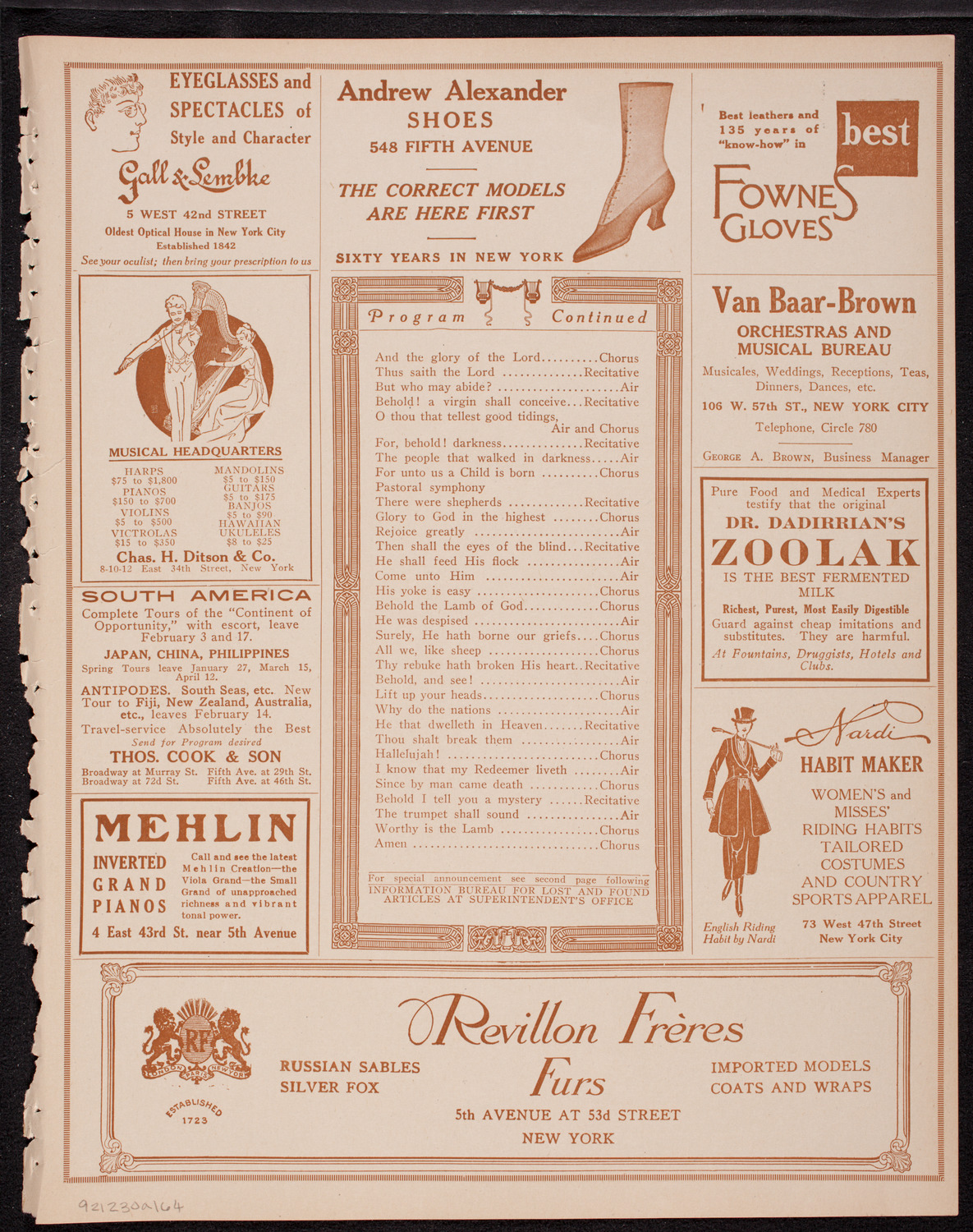 Oratorio Society of New York, December 30, 1916, program page 7