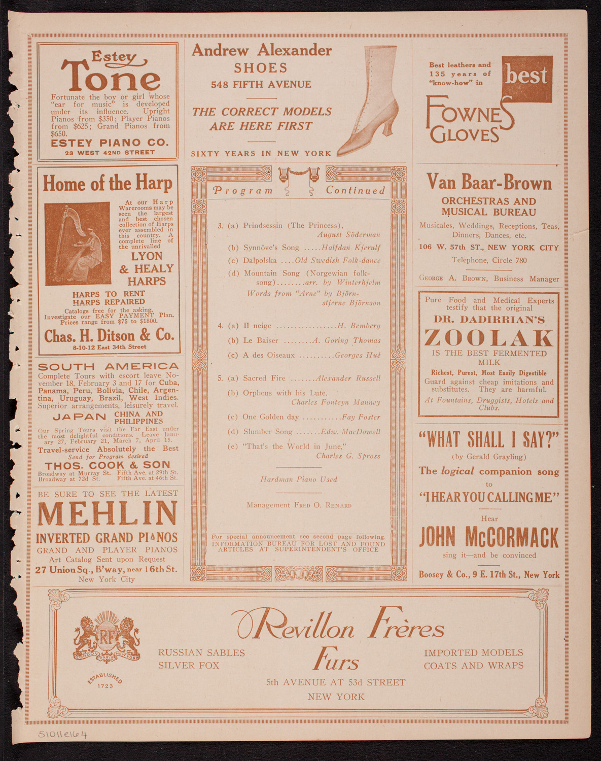 Anna Case, Soprano, October 11, 1916, program page 7