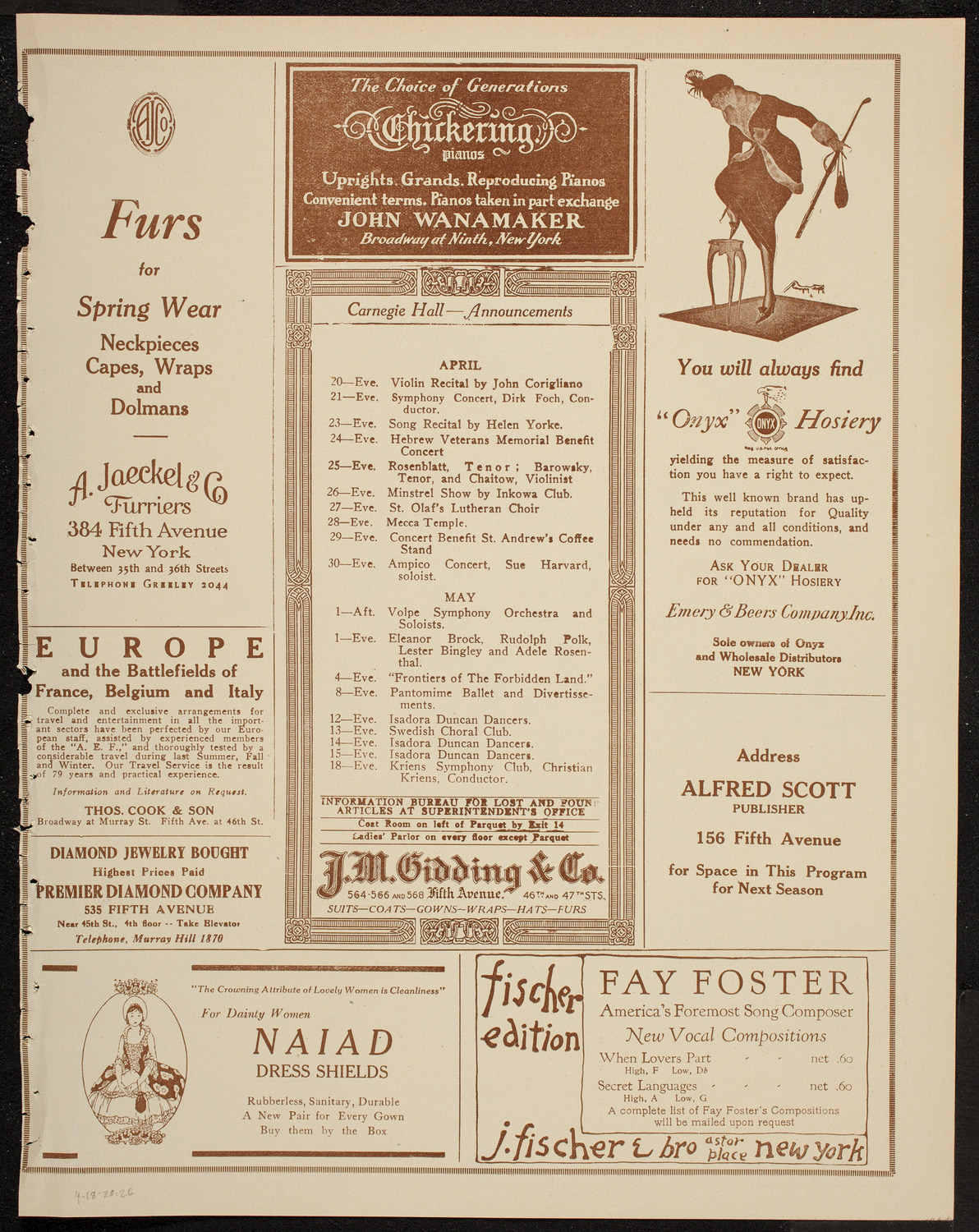 Clotilde Meygret, Soprano, April 18, 1920, program page 3