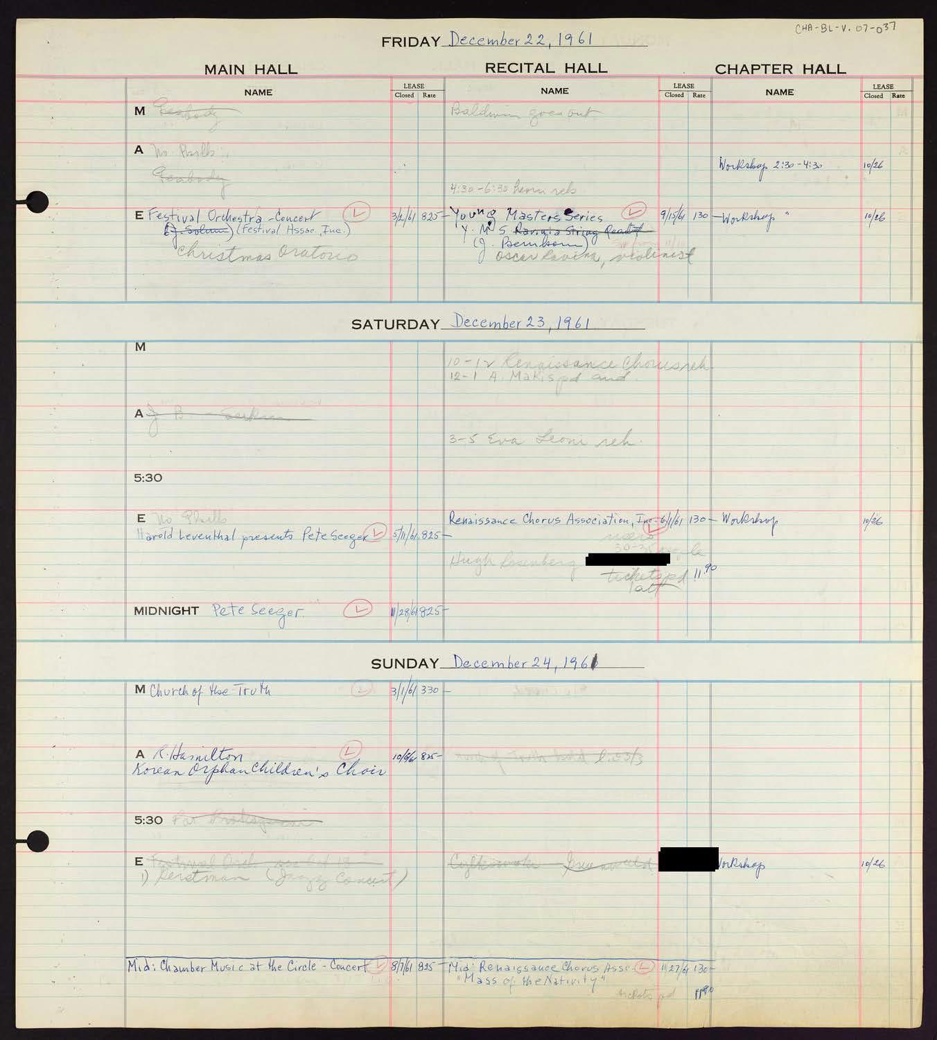 Carnegie Hall Booking Ledger, volume 7, page 37